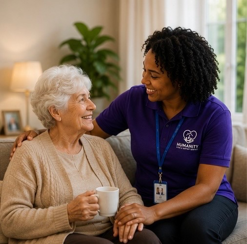 Humanity CSS carer supporting a client with respect and dignity