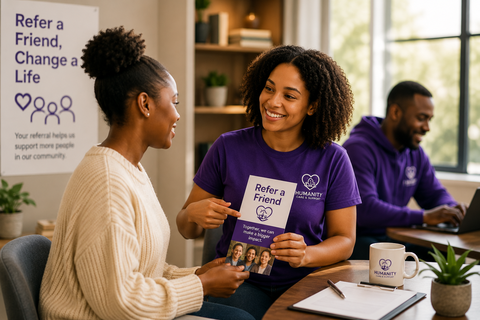 Humanity CSS carer discussing a referral with a client